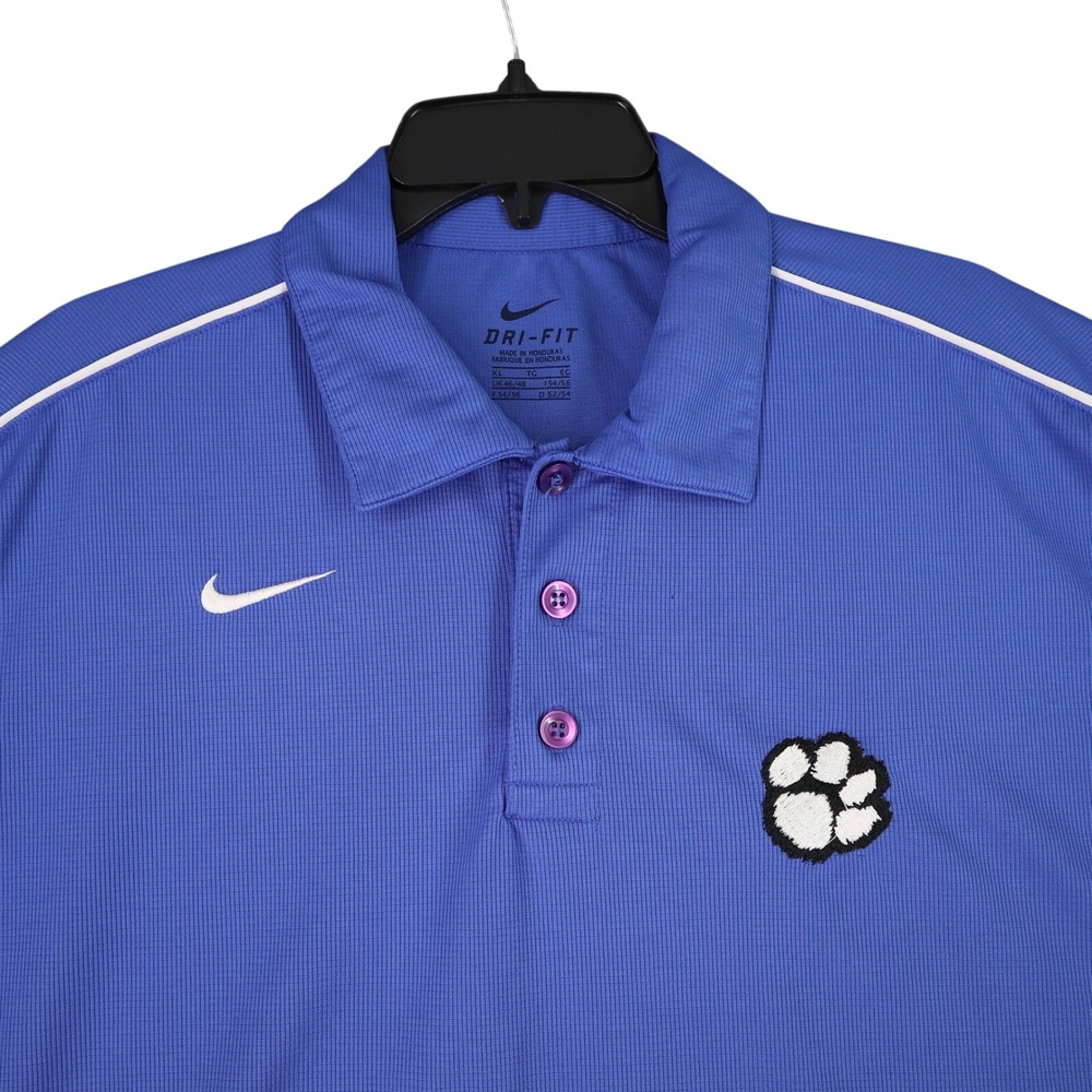 Clemson Nike Polo Shirt Mens XL Blue Dri-FIT Paw Logo Performance Game Day